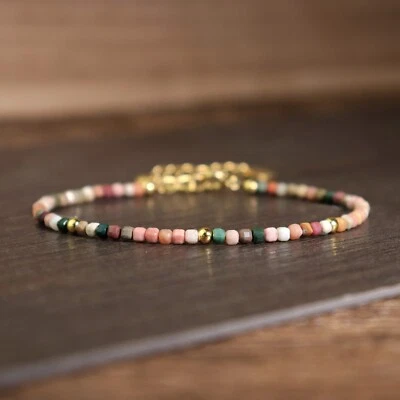 Natural Alashan Agate Dainty Bracelet Agate Healing Crystal Bracelet Gift - Image 1 of 4