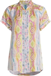 Blusa F. Johnny Was 3X Top 100% Seda Multicolor Cuello Alto Nueva con Etiquetas $280 - Imagen 1 de 8
