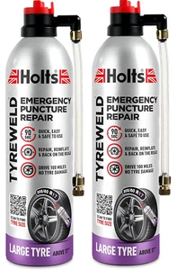 2x Holts Tyreweld Tyre Weld Emergency Puncture Repair Seals Inflates Large 17" + - Picture 1 of 2