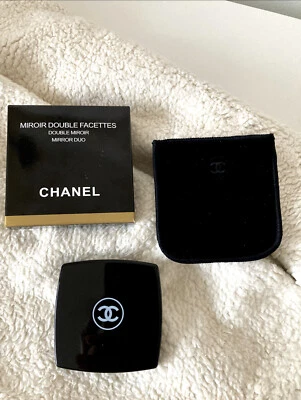 NUEVO Chanel Espejo Dúo Compacto Doble Faceta Maquillaje Negro Regalos para ella Foto 1 de 2