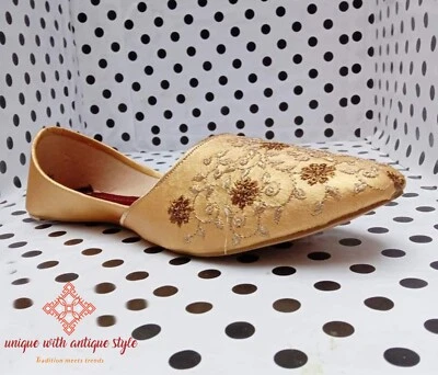 US 7,8 9 10 JAMAWAR HOMBRES HECHO A MANO CUERO DORADO KHUSSA Foto 1 de 4