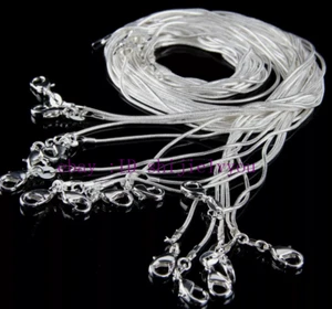 50pcs Bulk wholesale silver EP snake chain fit for pendant necklace 1.0mm/2mm - Picture 1 of 3
