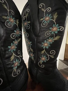 Jar Boots Women’s Sz 8 Black Handmade Leather Embroidered Western Cowboy Boots - Picture 1 of 13