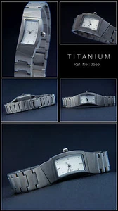 Massive Titan Damenuhr Designer Extravagant geschwungen Zifferblatt Silber 3555 - Picture 1 of 1