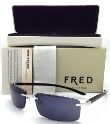 Nuevas gafas de sol FRED LUNETTES ELLESMERE SUN 102 F2 plateadas ébano negras marcos de madera Foto 1 de 4