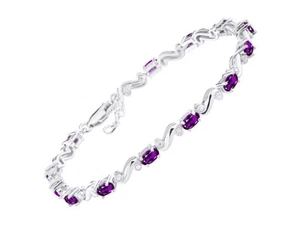 RYLOS Sterling Silver Classic "S" Tennis Bracelet, Gemstones & Diamonds, 7"-8" - Picture 1 of 28