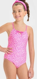 Girls’ Leopard Spot Printed One Piece Swimsuit - Cat & Jack - L(10/12) Plus - Picture 1 of 4