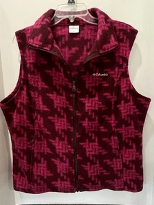 Columbia Houndstooth Fleece Full Zip Vest Women XL ~Excellent~ - Picture 1 of 6