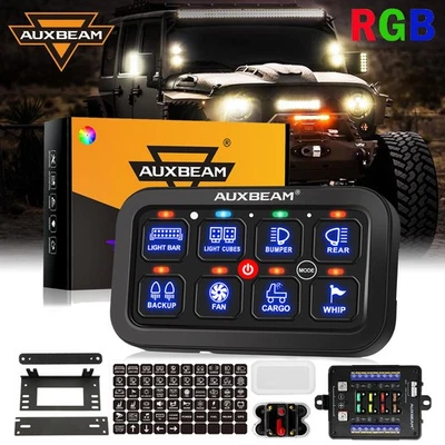 Panel de interruptores AUXBEAM 8 velocidades RB80 RGB palanca/momentáneo/pulsado para Jeep JL JK TJ Foto 1 de 4