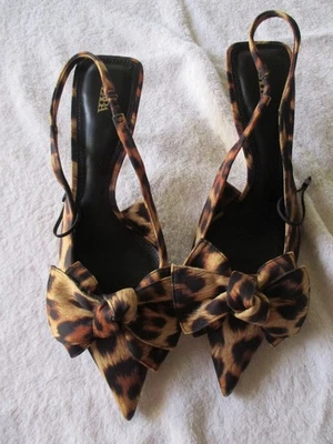 ZARA Leopard Print Heels With Bow Size 40 New No Box - Image 1 of 4