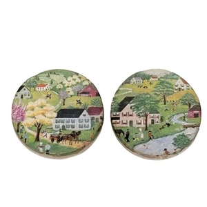 VTG American Primitive Magnets 2 Pc Fall Summer House River Horse Collectible - Picture 1 of 6
