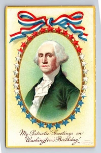 1909 IAPC George Washington Portrait Stern Grenze Geburtstag Postkarte - Bild 1 von 4