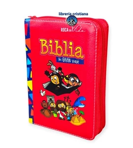 Biblia Con Cierre Para Niños RVR.1960 Mi Gran Viaje Imitación Piel Roja Indice  - Foto 1 di 8