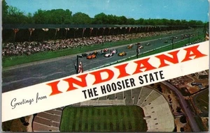 Vintage 1950s INDIANA Postcard "The Hoosier State" Notre Dame Stadium / Indy 500 - Picture 1 of 2
