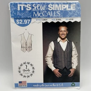 McCalls Pattern L9531 Mens Vests, Sizes S M L XL XXL, New - Picture 1 of 8