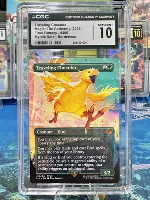 MTG: Final Fantasy - Traveling Chocobo - Borderless - 0406 Mythic Rare - CGC 10 - Image 1 of 2