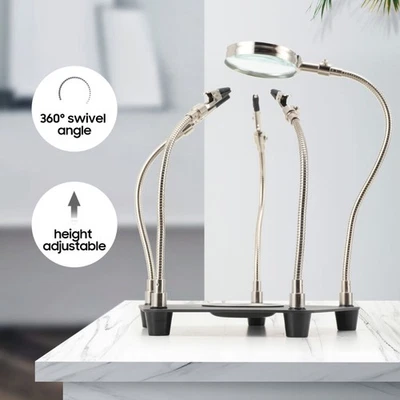 Estación de Soldadura Magnética Lupa Herramienta de Soldadura con 4 Brazos Flexibles Foto 1 de 4