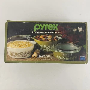 Pyrex Spring Blossom Green Set 3-teilig Backen Servieren Aufbewahrung Set versiegelte Box 470-1-S - Bild 1 von 7
