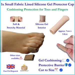 Small Foot Toe Fabric Bandage Finger Tube Gel Protector Feet Pain Relief UK Wrap - Picture 1 of 8
