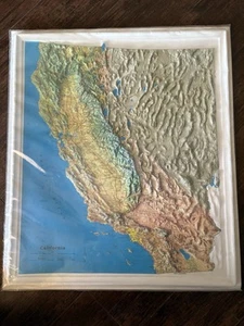 Kistler 3D California Map Vtg 1992 Topographical Wall Art Plastic So Cal Nor Cal - Picture 1 of 9