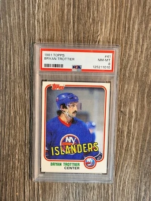 Bryan Trottier 1981-82 Topps #41 New York Islanders PSA 8 - Image 1 of 2