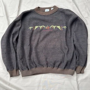 Felpa vintage anni 90 Y2k GAP Country Harvest foglia lana ricamata MED Boxy Crop - Foto 1 di 4