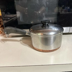 1801 Revere Ware 1 1/2 Quart Qt Copper Bottom Saucepan With Lid U.S.A. - Picture 1 of 4