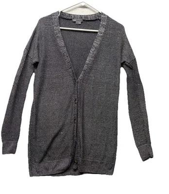 Cárdigan túnica Vince suéter para mujer pequeño plateado negro mezcla de lino manga larga Foto 1 de 4