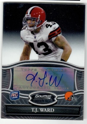 2010 Bowman Sterling #BSA-TW T.J. Ward Auto sellerRR - Image 1 of 2