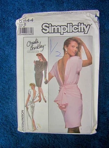 1980er Vintage Gr. 8 Simplicity Misses Kleid Christie Brinkley Muster 8944 UNGESCHNITTEN - Bild 1 von 3