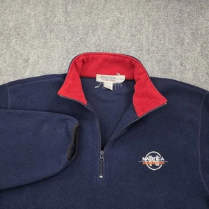Vintage Nautica Competition Sweater Mens Medium Fleece Quarter Zip Made USA 90s - Bild 1 von 16