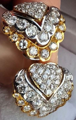 18Ct Gold 2Ct VS Diamond Art Deco Earrings Pair Cluster Clip On Heavy 8.6g 18mm - Image 1 of 4