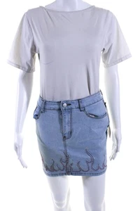 Superdown Damen Denim Jeweled Fire Bottom Rock blau Baumwolle Größe Large - Bild 1 von 6