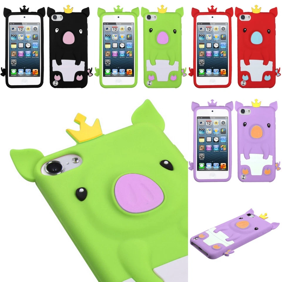 Funda protectora de goma de silicona suave Crown Pig para iPod Touch 5ª 6ª 7ª generación Foto 1 de 1