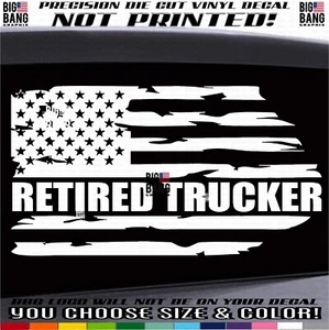 Retired Trucker USA Flag Vinyl Decal Sticker Car Truck RV Boat Travel Trailer - Picture 1 of 4