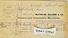 1880 BILLHEAD Cincinnati OHIO James McFARLAN & A.C. BALDWIN Straight Deming FOOD
