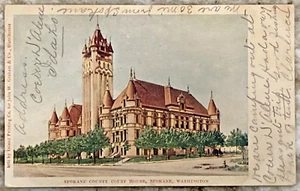Postal 3410 UDB de Spokane County Court House Spokane Washington 1906 - Imagen 1 de 3