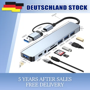 8-in-2 USB-C Hub Dockingstation mit Audio MicroSD Kartenleser für Laptop/Tablet - Bild 1 von 9