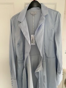 Guess Women’s Blue Eco Adair Long sleeve Satin Tie Belt Wrap Dress, Size S, UK 8 - Picture 1 of 9
