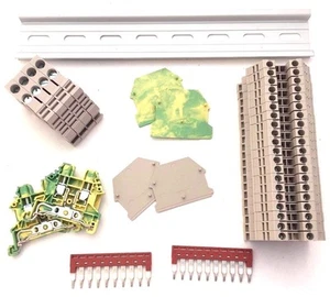 DIN Rail Terminal Block Kit Dinkle 20 DK2.5N 12 AWG Gauge 20A 600V Ground Jumper - Picture 1 of 1