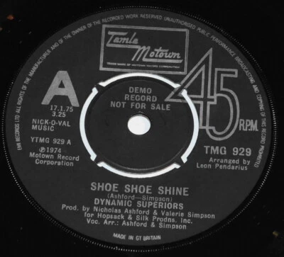 DYNAMIC SUPERIORS - Shoe Shoe Shine 1974 UK Soul Tamla Motown PROMO / DEMO 7" 45 - Image 1 of 4