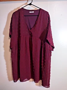 Baevely Women's Plum Maroon Swiss Dot 3X Dress Lined EUC Fashion - Picture 1 of 8