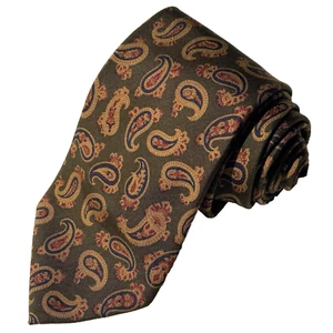 Mariano Rubinacci Olive Paisley 100% Silk Mens Neck Tie Made In Italy 57" x 3.5" - Picture 1 of 9
