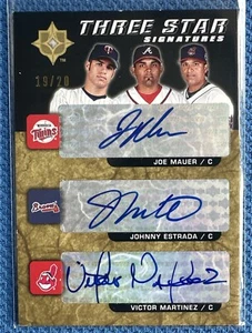2005 UD Upper Deck THREE STAR SIGNATURES /20 Mauer (HOF) / Martinez / Estrada - Picture 1 of 2