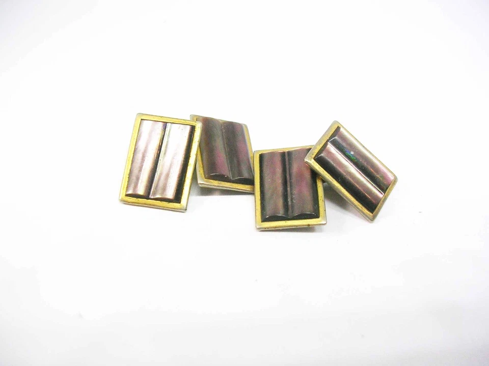 Art Deco double sided Abalone Cufflinks vintage Shirt Accessory - Image 1 of 3