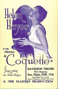 Coquette Herald Flyer Ad, Helen Hayes, Davidson Theatre, Milwaukee, WI., 1929 - Bild 1 von 2
