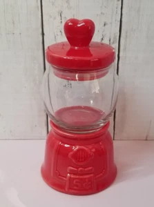 2023 Hobby Lobby Ceramic Red & Glass Gumball Machine Heart NEW Chipped see pics - Picture 1 of 6