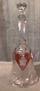 Elegant Enesco 24% Lead Crystal Bell, Flowers in Red Hearts, Made In Germany - Picture 1 of 2