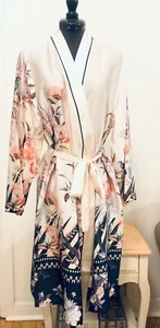 Ted Baker Decadence Short Kimono Robe - Satin Oriental Floral Pattern - Size XS - Picture 1 of 14