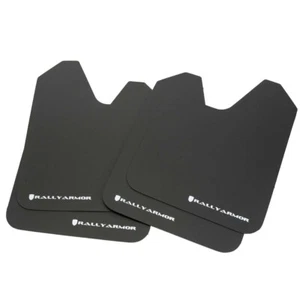 Rally Armor Basic Universal Mud Flaps Set of 4 No HW, BLACK w/ White MF12-BAS-WH - Picture 1 of 3